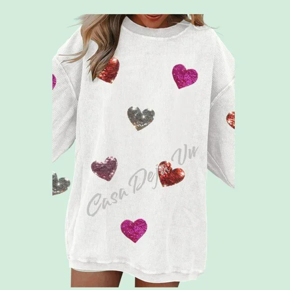 Uber Soft Comfy Baggy Slouchy Drop Shoulders White Pullover with a Little Bling - Picture 6 of 8